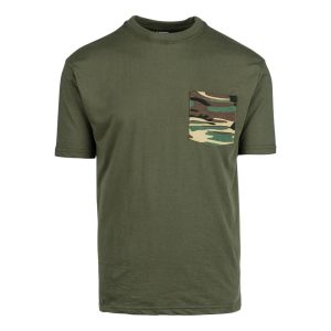 Tee shirt uni avec poche camouflage
